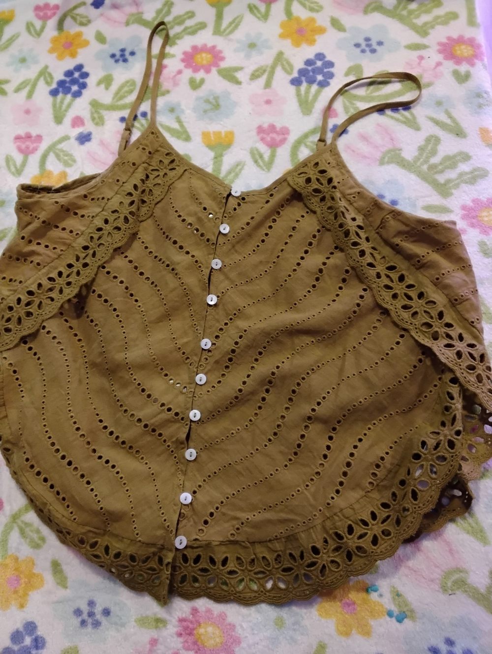 Listicle Eyelet Lace green sleeveless summer Camisole top New Women’s SZ Large
